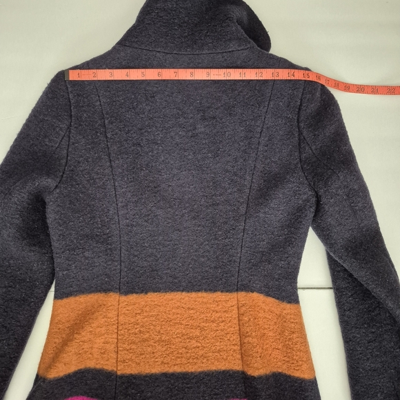 Plenty By Tracy Reese Dusken Wool Funnel Neck Coat Anthropologie Colorblock Sz M - Picture 13 of 16
